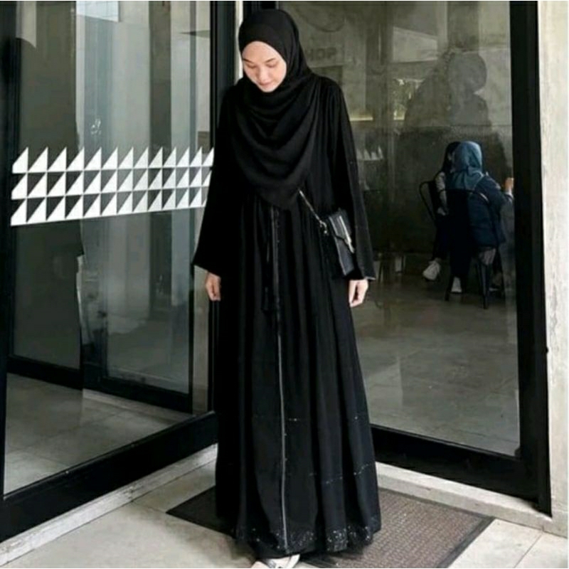 Gamis Abaya Hitam Turkey Wanita Remaja Muslimah Jubah Umroh Dubai