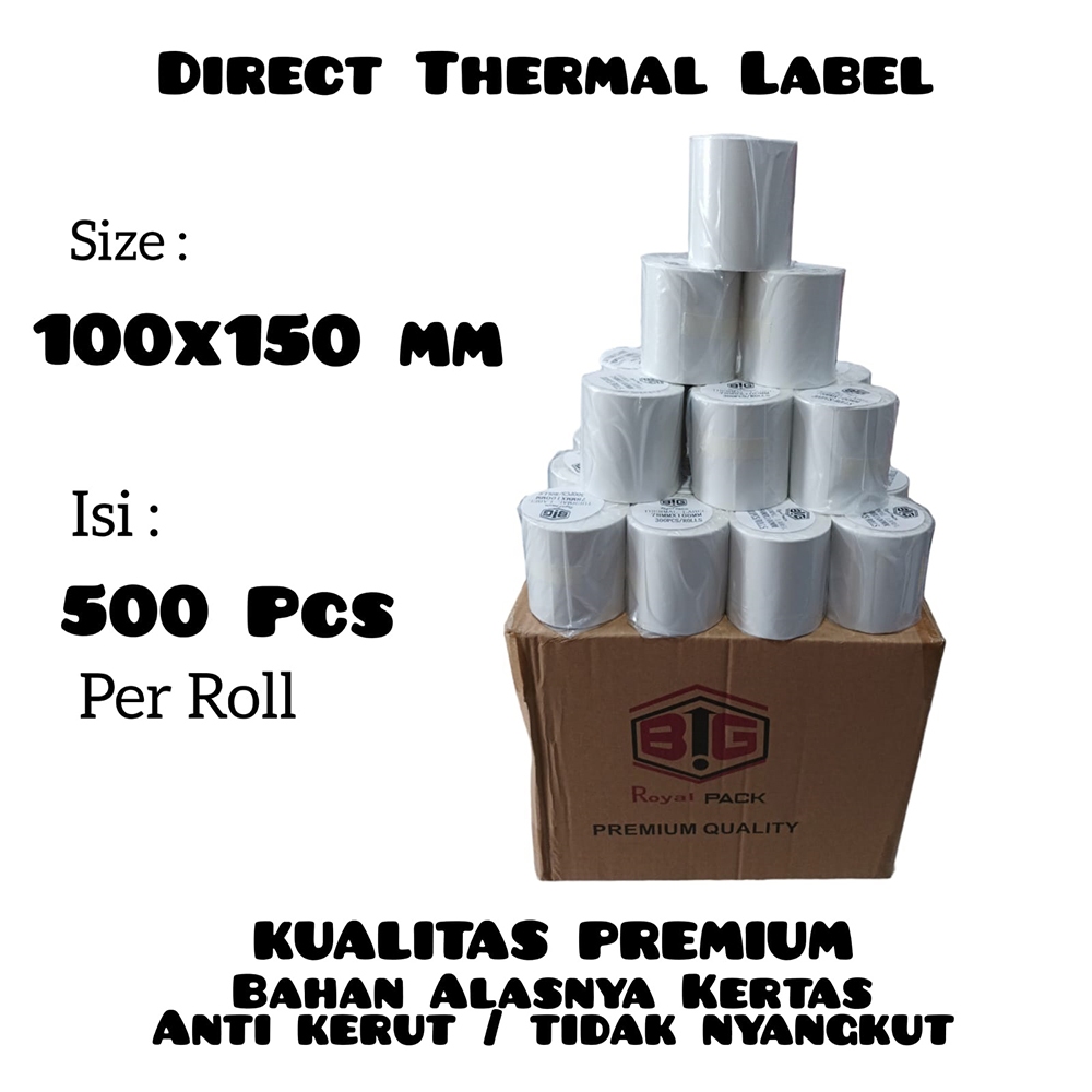 

Per Dus Isi 24 Roll Kertas Sticker Label Thermal Resi 100x150 mm isi 500 pcs / Roll Khusus Buat Printer Thermal Resi Online