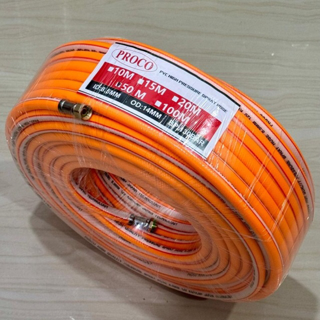 PROCO 50 METER oren selang angin kompresor ( 5/16” inci ) 8.5 x 50meter high pressure hose 50 m door