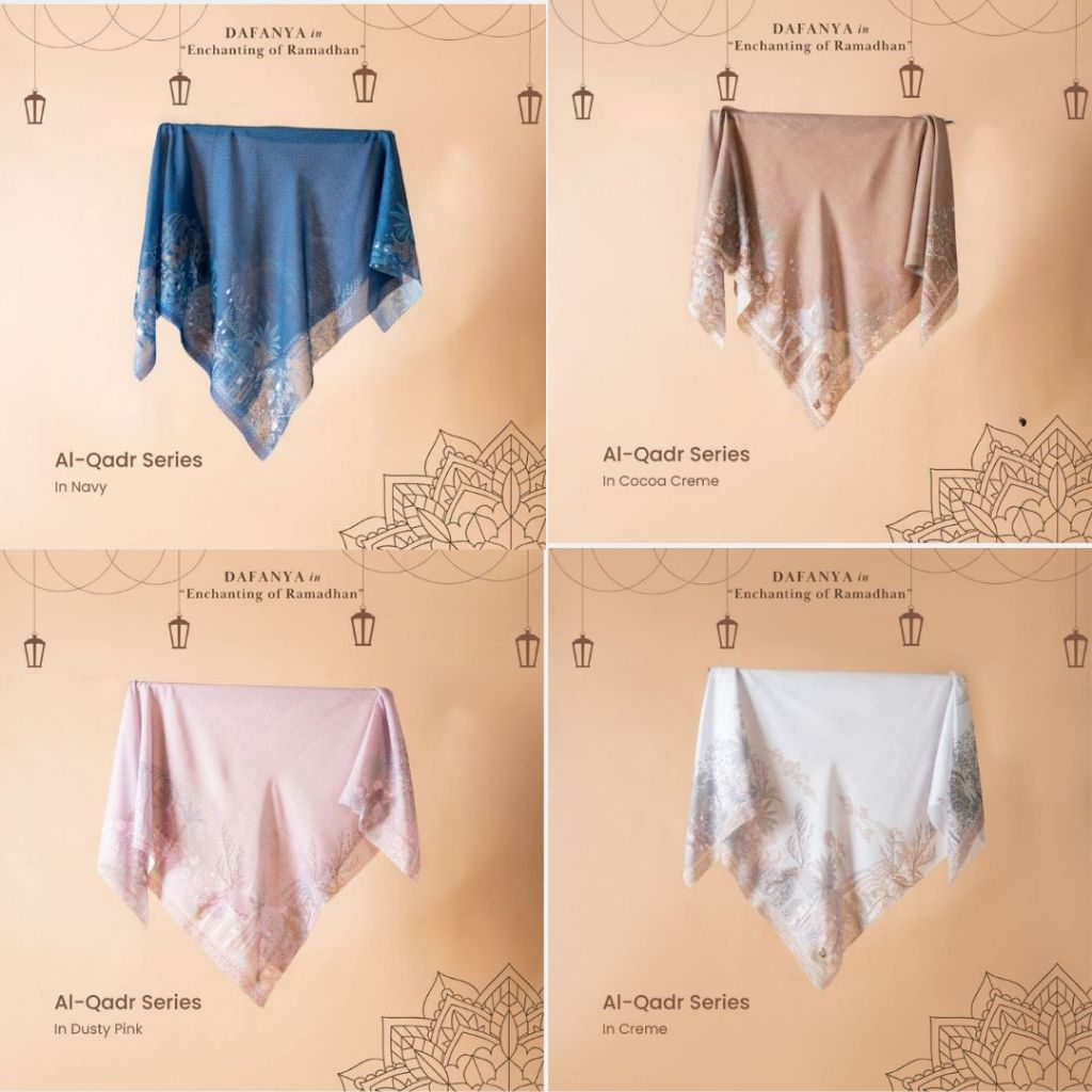 AL QADR SCARF HIJAB SEGI EMPAT MOTIF PATTERN FLORAL BUNGA BY DAFANYA