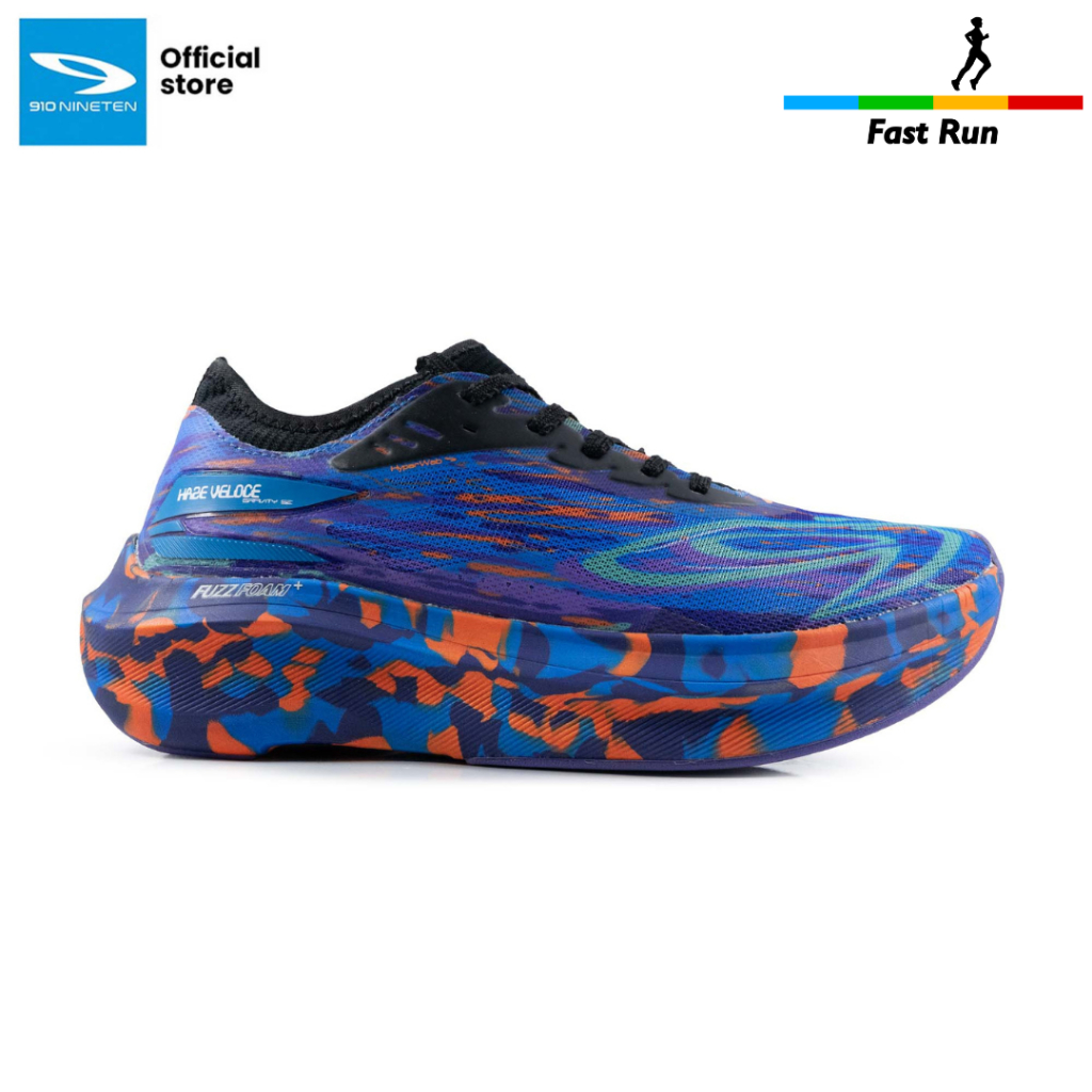 910 Nineten Haze Veloce Gravity Sepatu Lari - Biru/Jingga/Navy