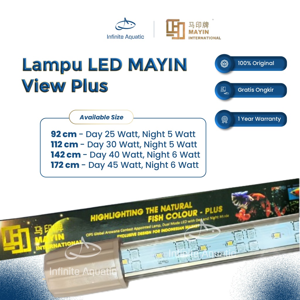 Lampu LED MAYIN PLUS Lampu Aquarium Ikan Arwana/ Ikan Hias
