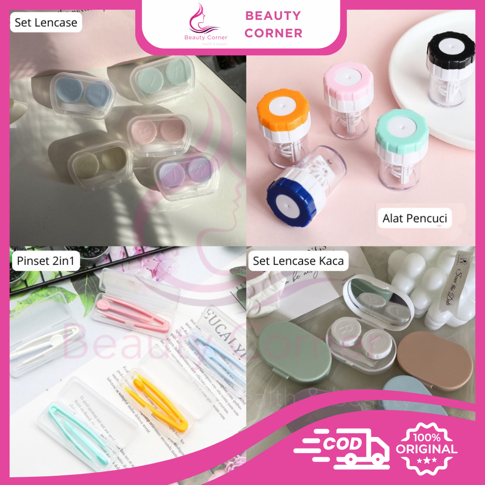 Aksesories Alat Softlens | Lencase Set Kaca | Pinset 2in1 | Alat Pencuci