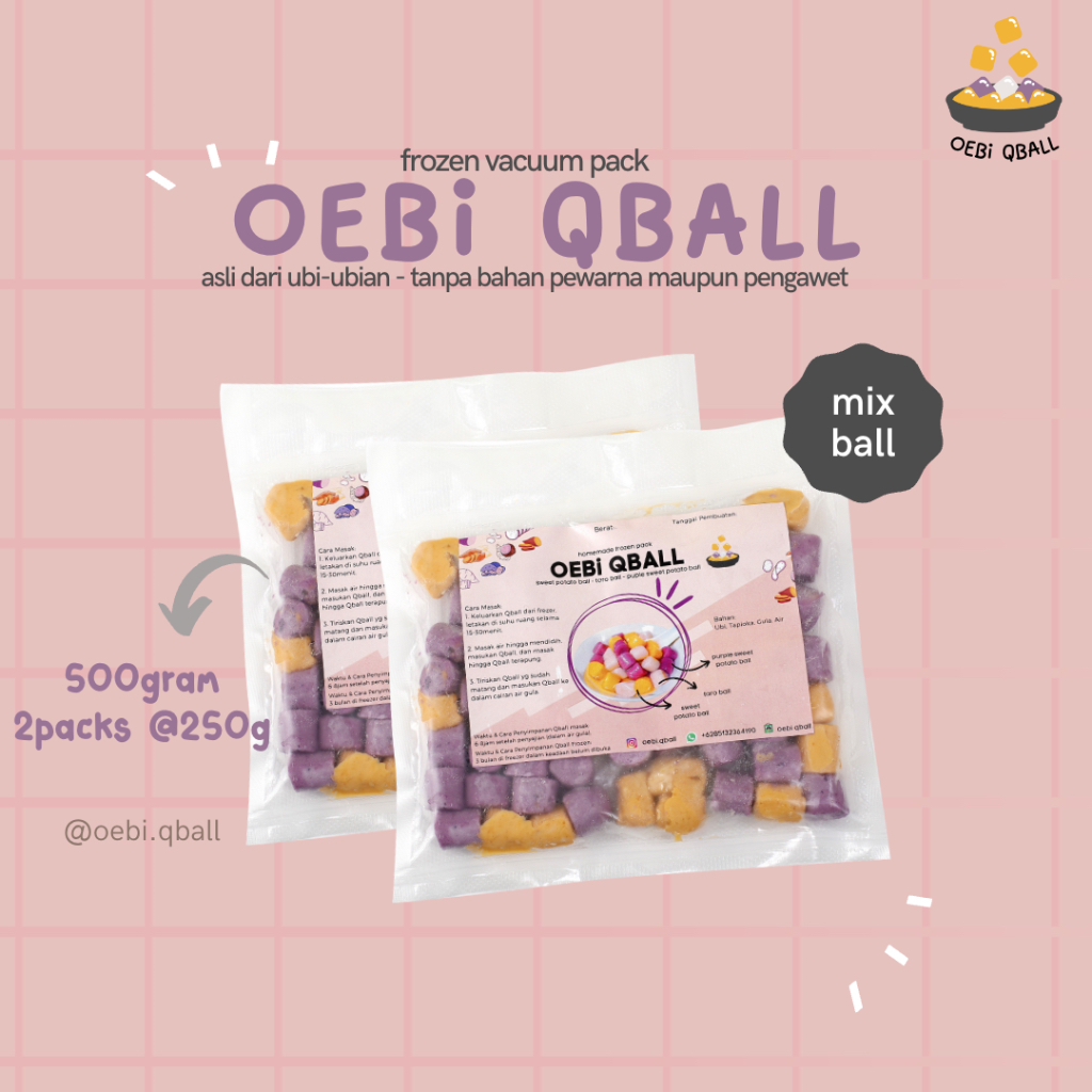 

taroball taiwan 芋圓 frozen mix ungu & orange 500g