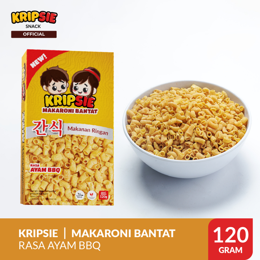 

KRIPSIE SNACK Cemilan Makaroni Bantat Rasa Ayam BBQ 120Gr