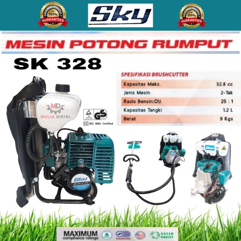 Mesin Potong Tebas Padi Rumput 2 Tak Gendong Bensin Komplit Brushcutter RW MOTORS MITSUKAWA TRIARROW