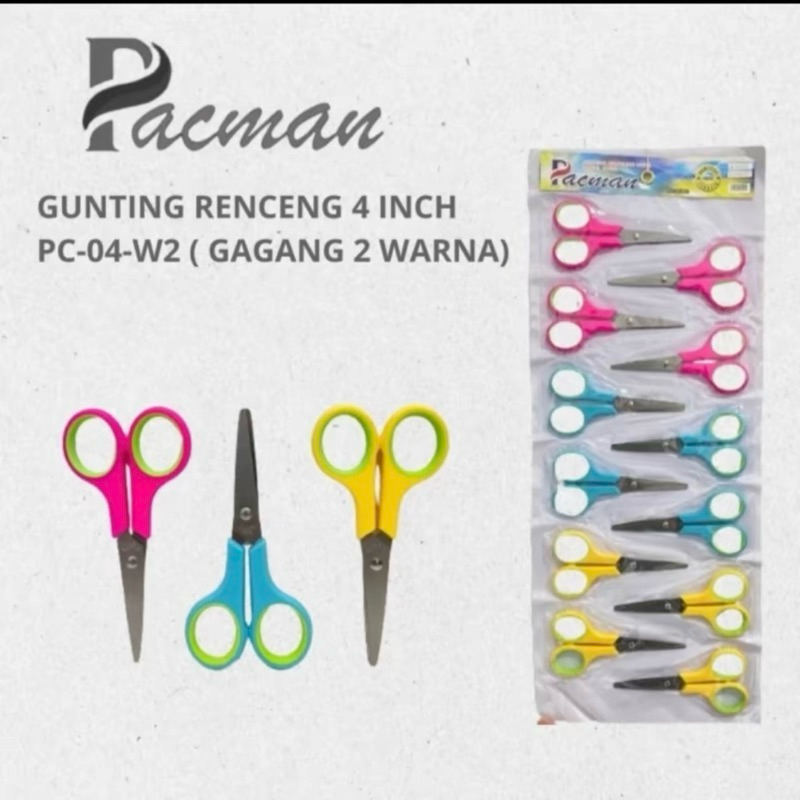 

Gunting isi 12 Pcs - Pacman Scissors Pemotong Kertas Plastik Tahan Lama Anti Lecet