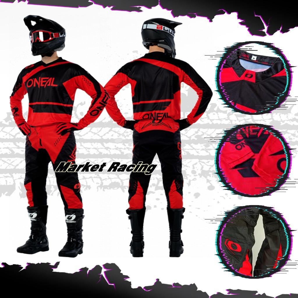 Jersey Trail Tshirt Pakaian Kaos Motocross Cross Jerset Baju Celana Motor red merah hitam black Adve
