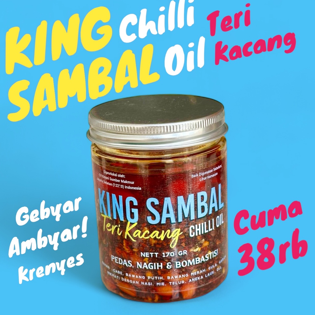 

HONESTFOOD KING SAMBAL Chilli Oil TERI KACANG, Sambal Teri Kacang, Minyak Cabai, Cabe Halal