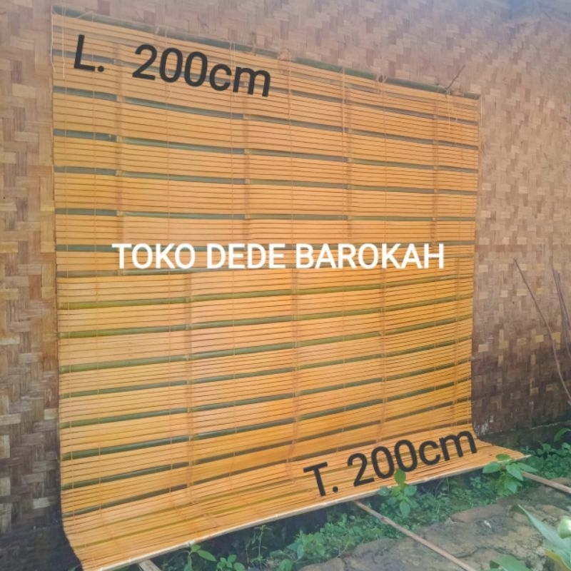 Tirai Bambu MOTIF krey gulung outdoor ukuran 2x2m plus tali+ring set