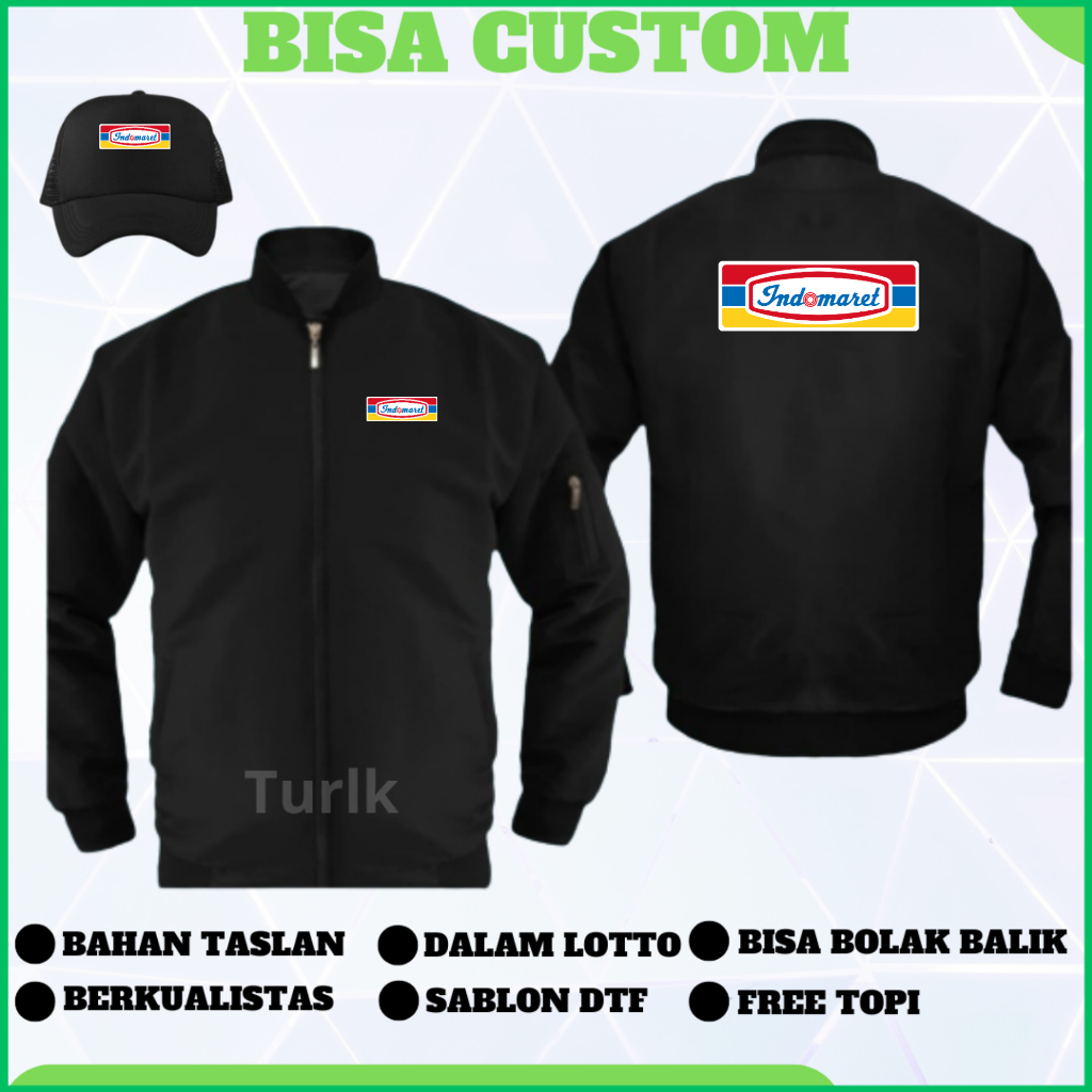 Jaket Indomart Jaket Bomber Indomart Custom Free Topi