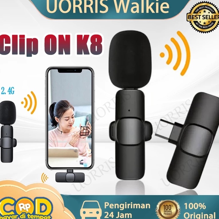 Siap Kirim Mic Clip ON Wireless K8 Microphone Mic Clip On Youtuber Wireless USBMic Youtuber Bluetoot