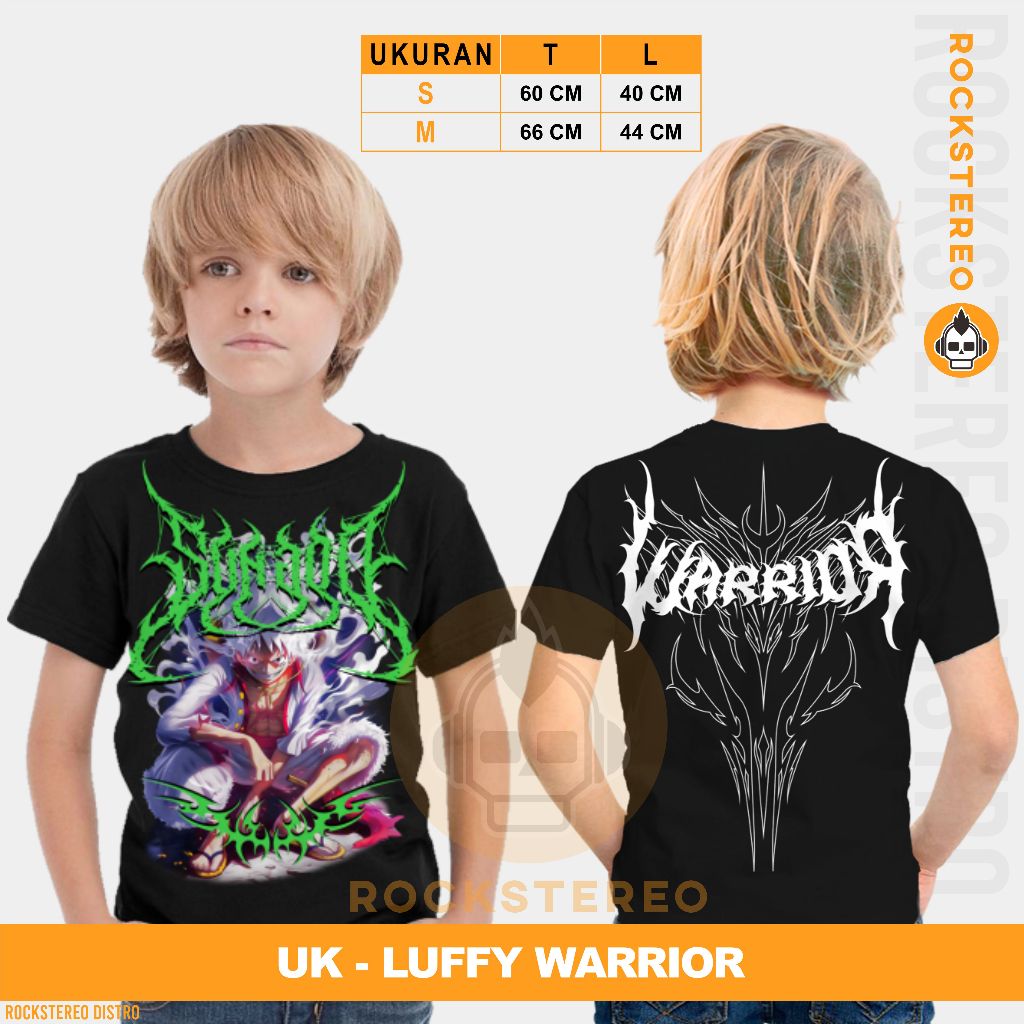 KAOS ANAK ANIME -[ ONE PIECE / NIKA / GEAR / METAL / TRIBAL ]-- LUFFY WARRIOR