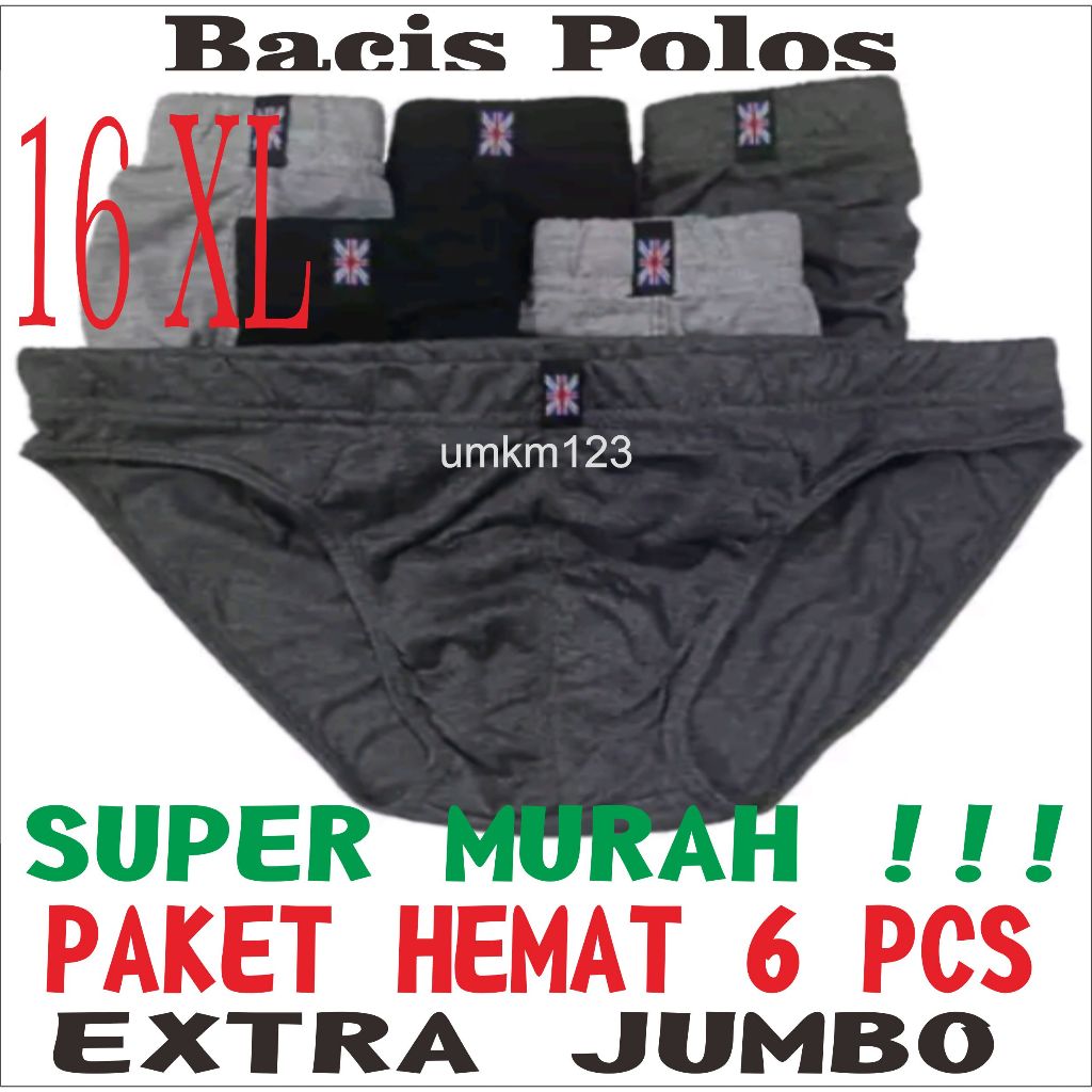 Super Murah Exrtra Jumbo 16XL Celana Dalam Pria 6pcs