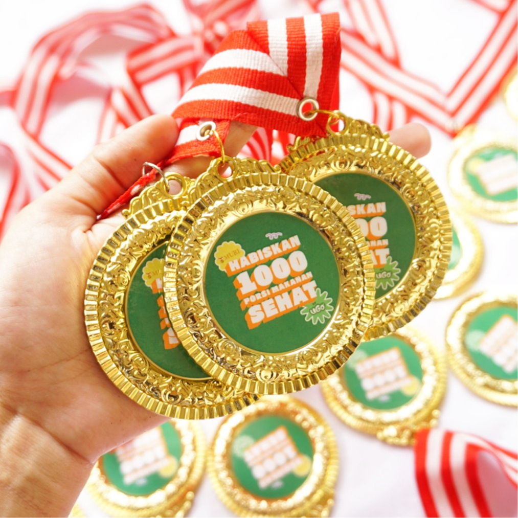 Medali Plastik Emas Perak Perunggu 2 sisi