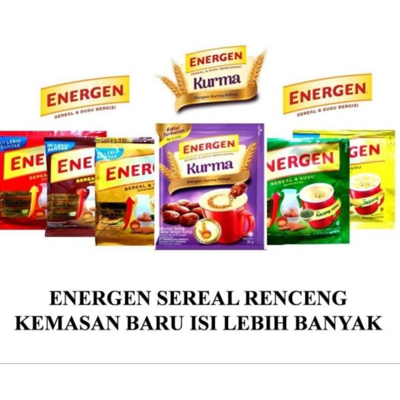 

energen sereal / susu bersinergi 30gr 1 receng ( 10 pcs)