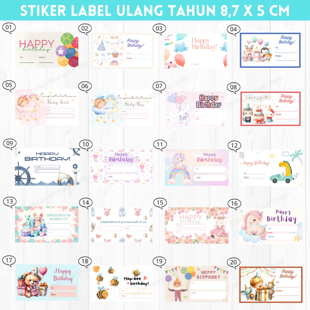 

Sticker happy birthday stiker ucapan ulang tahun stiker kado gift tag 2