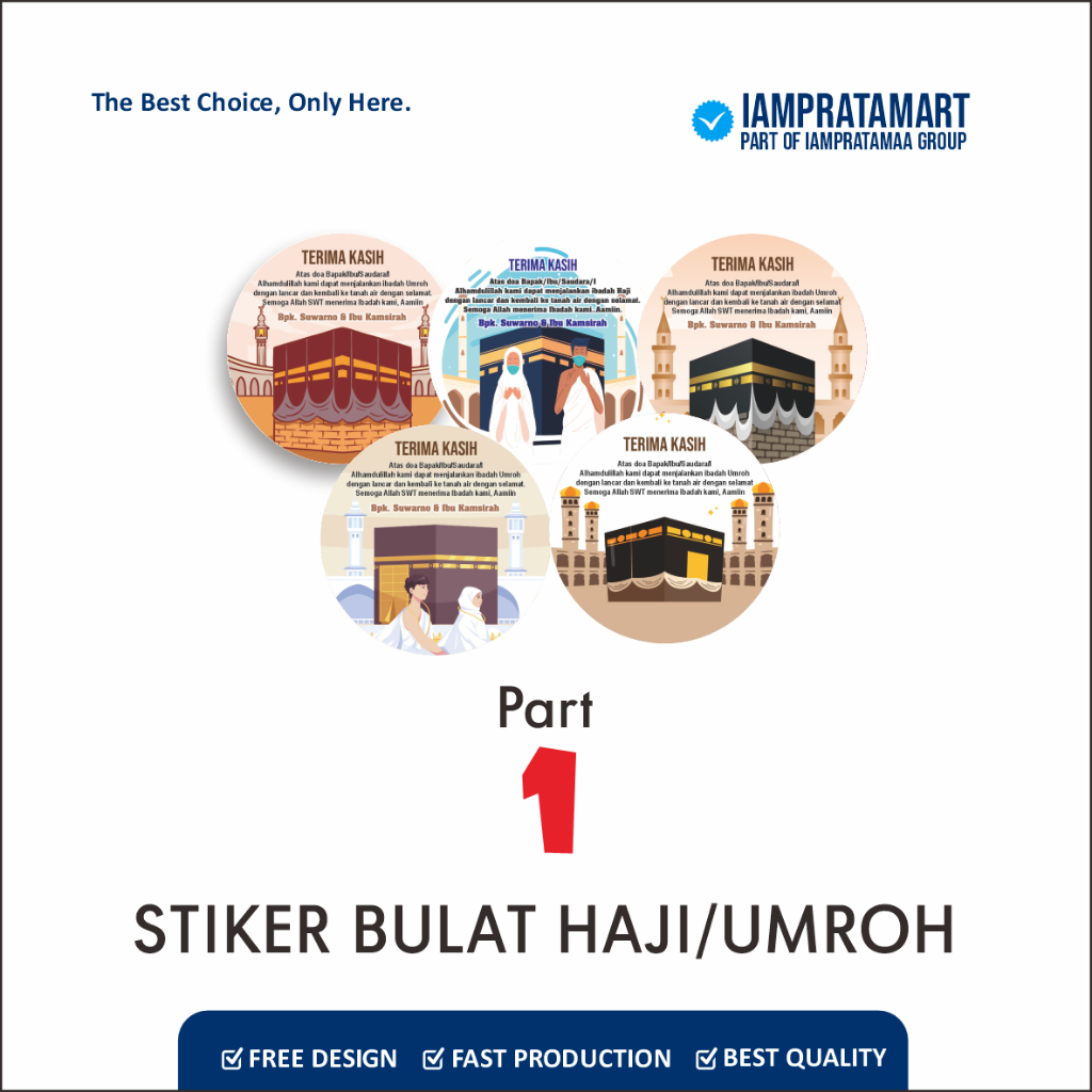 Stiker Bulat Nasi Box Tasyakuran Haji / HangTag Bulat Nasi Box Tasyakuran Haji Umrah / Umroh