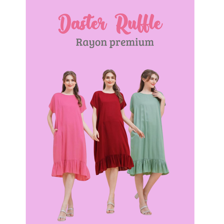 Daster Ruffle Busui/Daster Polos Ruffle Busui/Daster Busui Rayon Polos