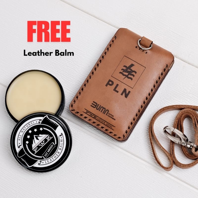 

ID Card Holder Lipat Magnet FWK | Name Tag Kulit Asli Pria Wanita Premium | ID Lanyard Kulit