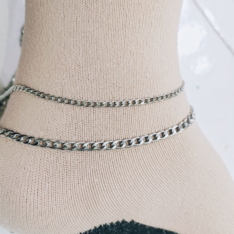 Gelang Kaki Titanium Rantai Klasik Remaja Dewasa - Sisik Naga