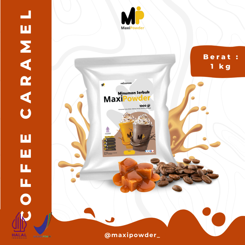 

Bubuk Minuman Rasa Coffee Caramel 1kg / Minuman Kekinian Coffee Caramel Termurah / MaxiPowder