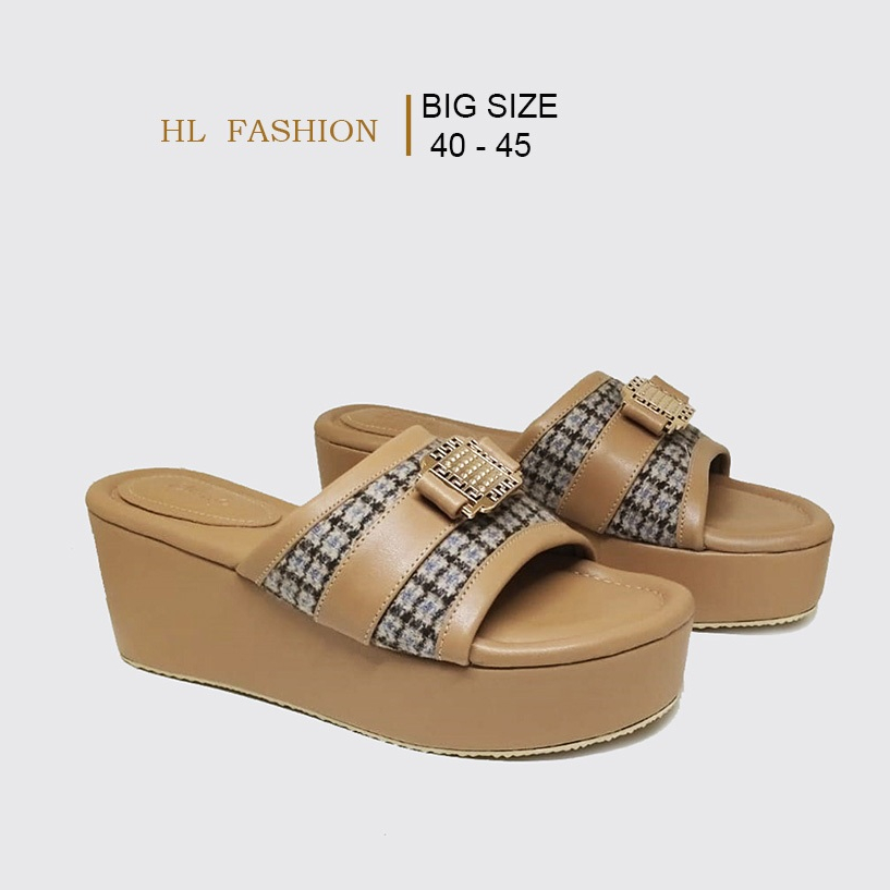 Sendal Wedges ukuran jumbo 40 -41-42-43-44-45 sandal wedges big size kondangan wanita Hak Tinggi 8cm