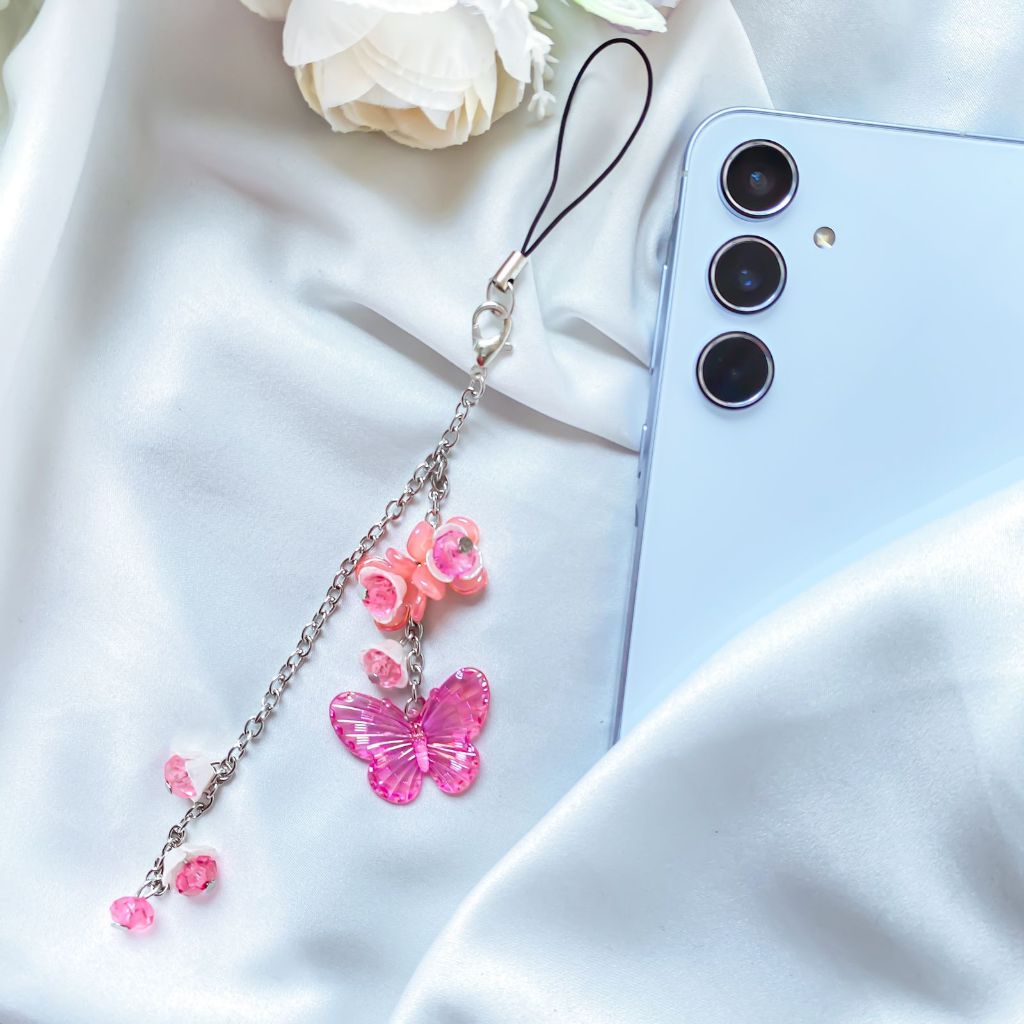 tali gantungan hp/gantungan hp rantai/lanyard hp rantai bunga