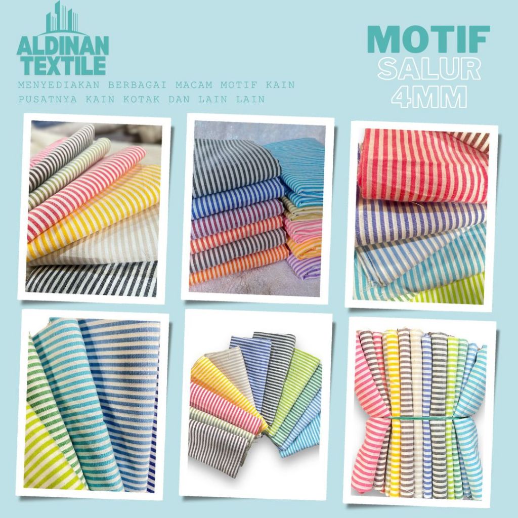 Kain Meteran Kain Katun Yarndyed Motif Garis Stripe /Kain Salur 4mm/08 Lebar 150cm Kain Katun Jepang