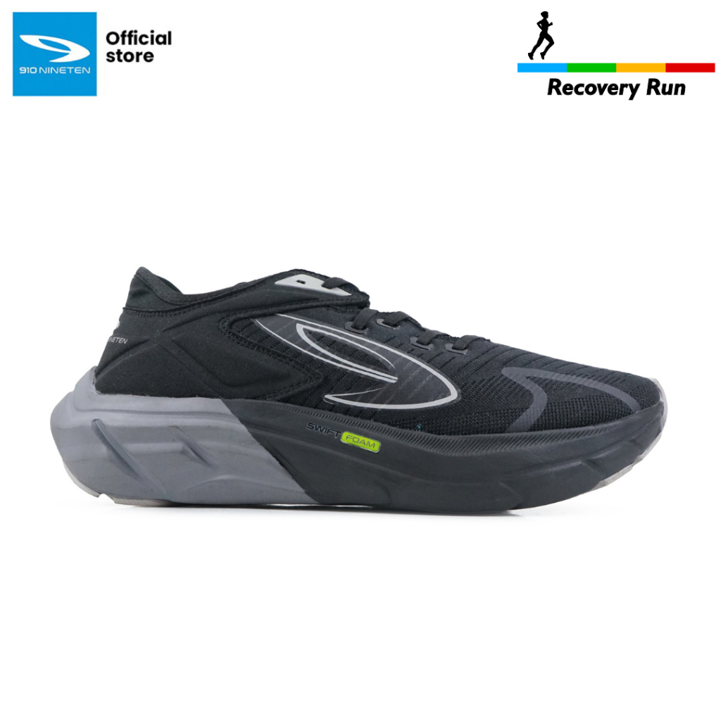 910 Nineten Hiroshi Sepatu Lari - Hitam/Abu