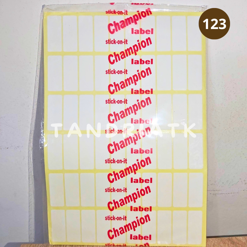 

[10 Lembar/1 Pak] Sticker Label Polos 123 (3 x 1,2 cm) Champion