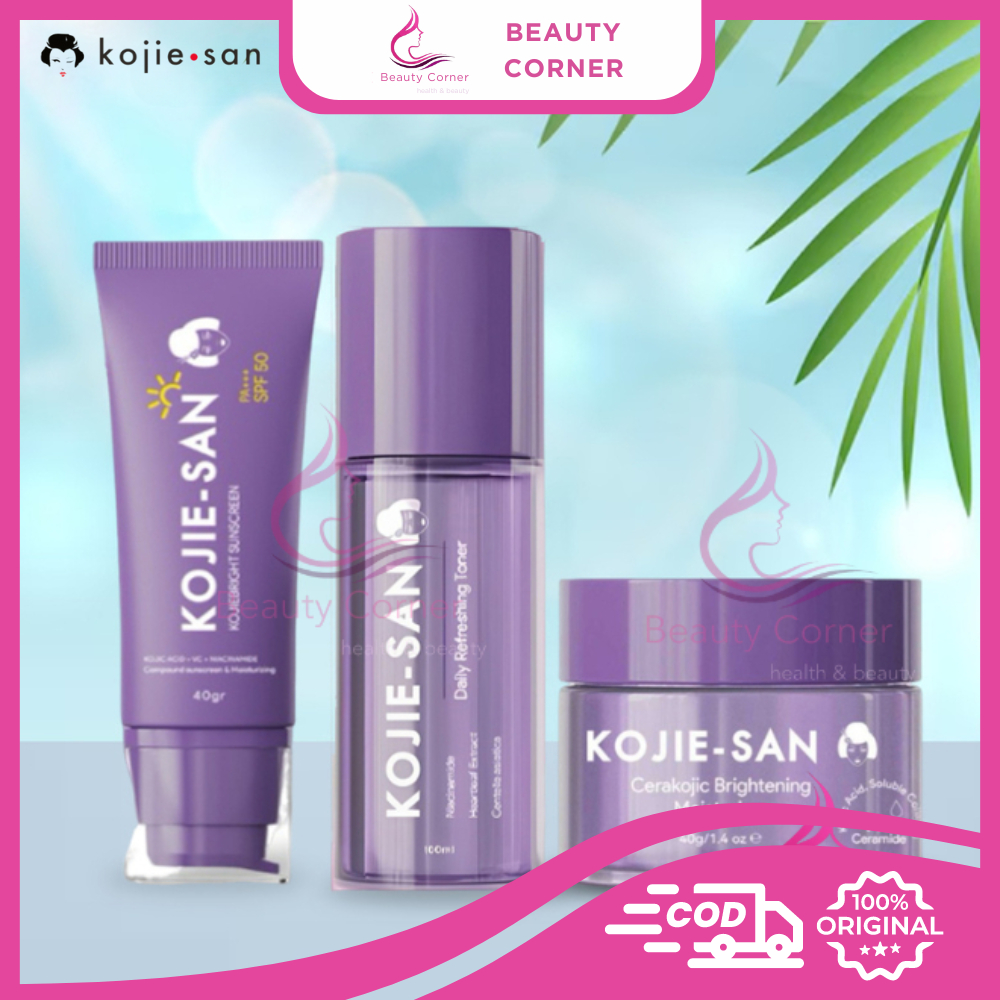 Kojie San Series Cerakojic Brightening Moisturizer | Kojiebright Sunscreen | Daily Refreshing Toner
