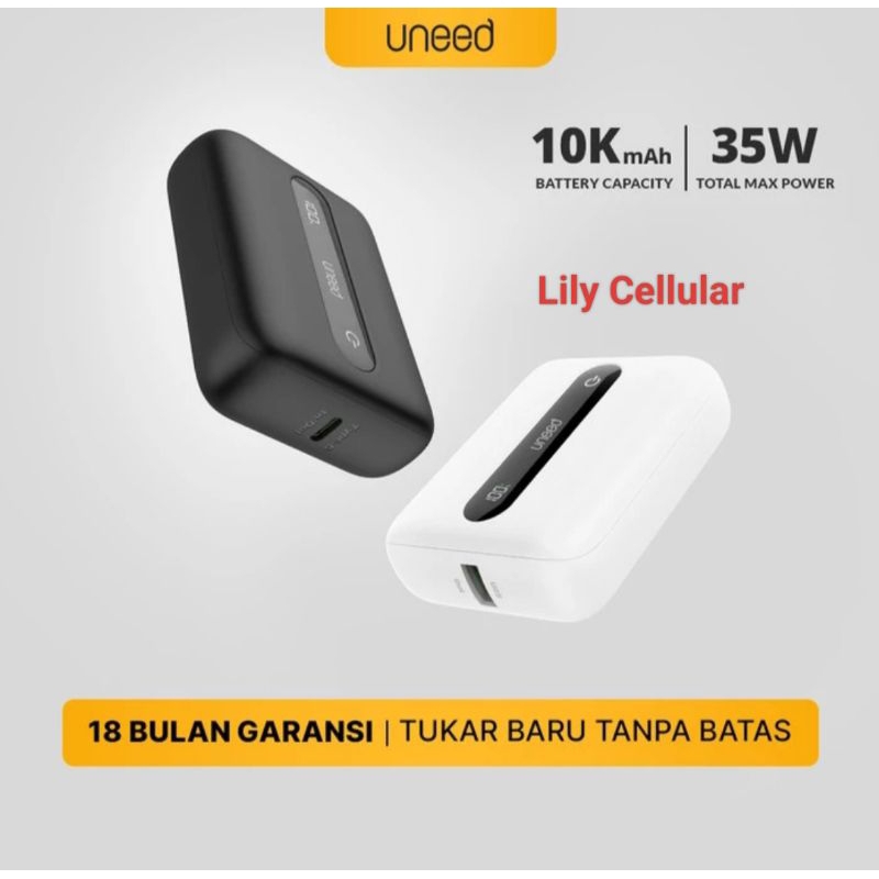 UNEED UPB422 MiniBox A7 Powerbank 10000mAh 35W Dual Port PD QC - Black/White