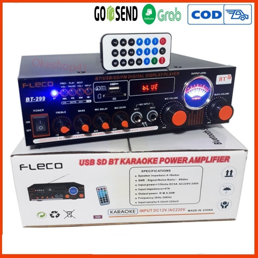 Power amplifier Fleco BT-299 Ac dan DC Ampli Bluetooth BT 299