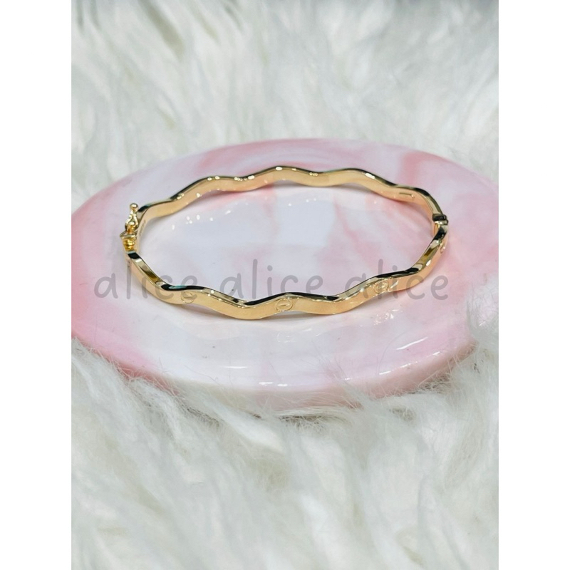 gelang tangan bangle wanita gelombang polos cantik emas asli kadar 700