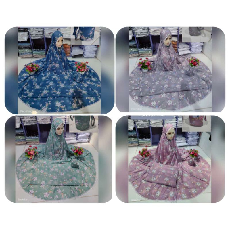 mukena parasut Korea motif traveling stelan