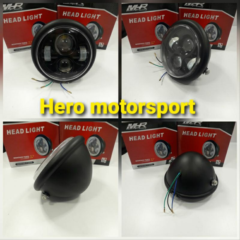 Lampu + Batok Depan Bulat Led 5,75inch CB Megapro Tiger GL Max pro 100 Japstyle Thunder Ninja Vixion