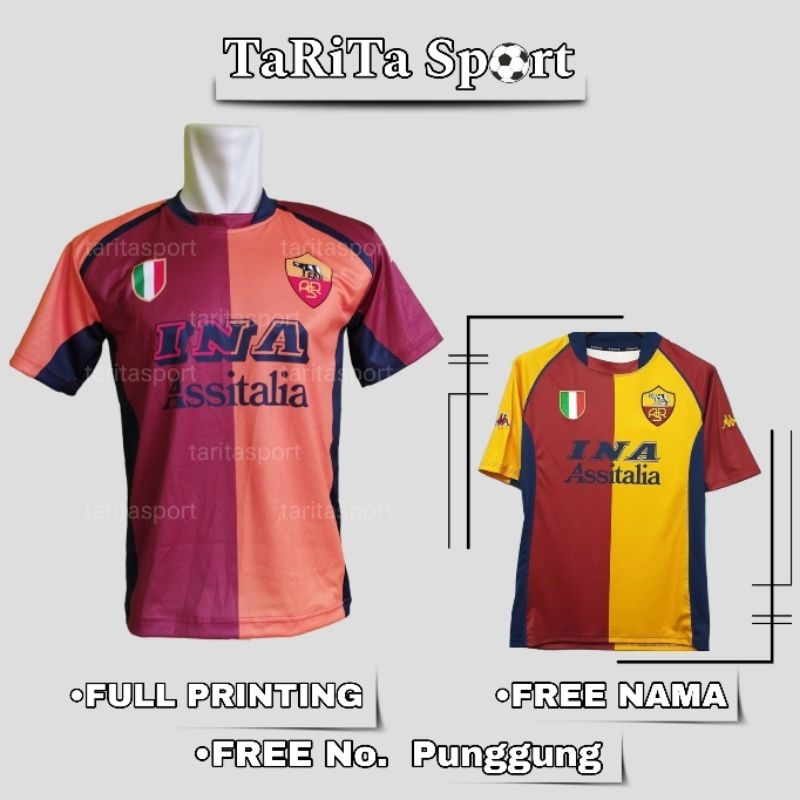 COD JERSEY AS ROMA RETRO 2001/2002 FREE Nama + No. Punggung