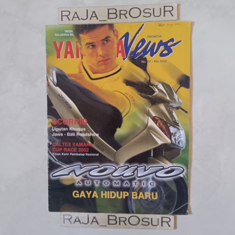 Majalah/Buku Yamaha News no 02 Mei 2002 edisi Poster iklan Yamaha Nouvo Lele/Scorpio Steko