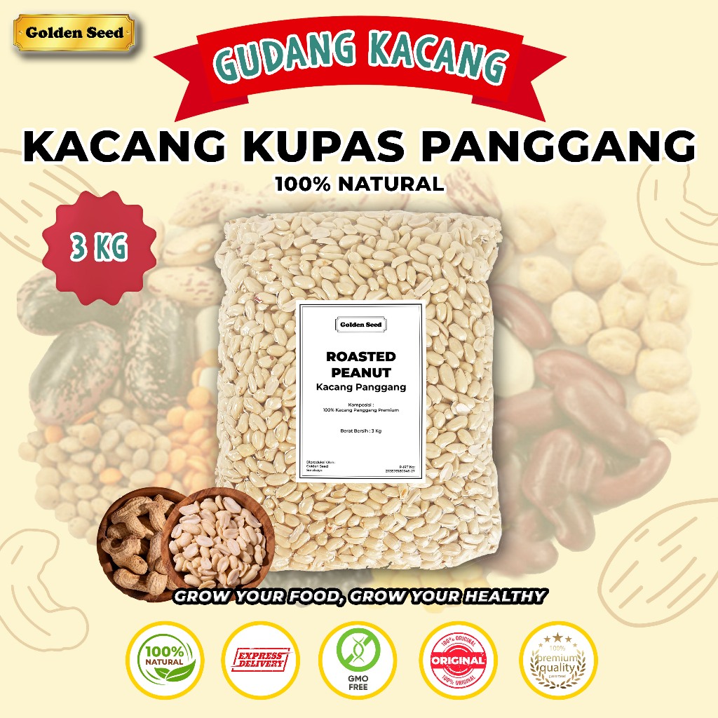 

KACANG KUPAS PANGGANG 3000 GRAM PREMIUM - ROASTED PEANUT 3000 GR