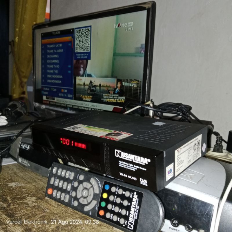 Receiver murah RX Nusantara HD support MNC group di satelit Measat 3B kondisi bekas masih segel dan 