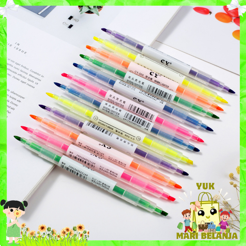 

YMB Set Highlighter Dua Sisi Warna isi 6Pcs Pen 2 sisi Diary Marker Stationery Lucu Unik Penanda Buku Warna Warni Pena Penanda Kepala Ganda 2 Arah