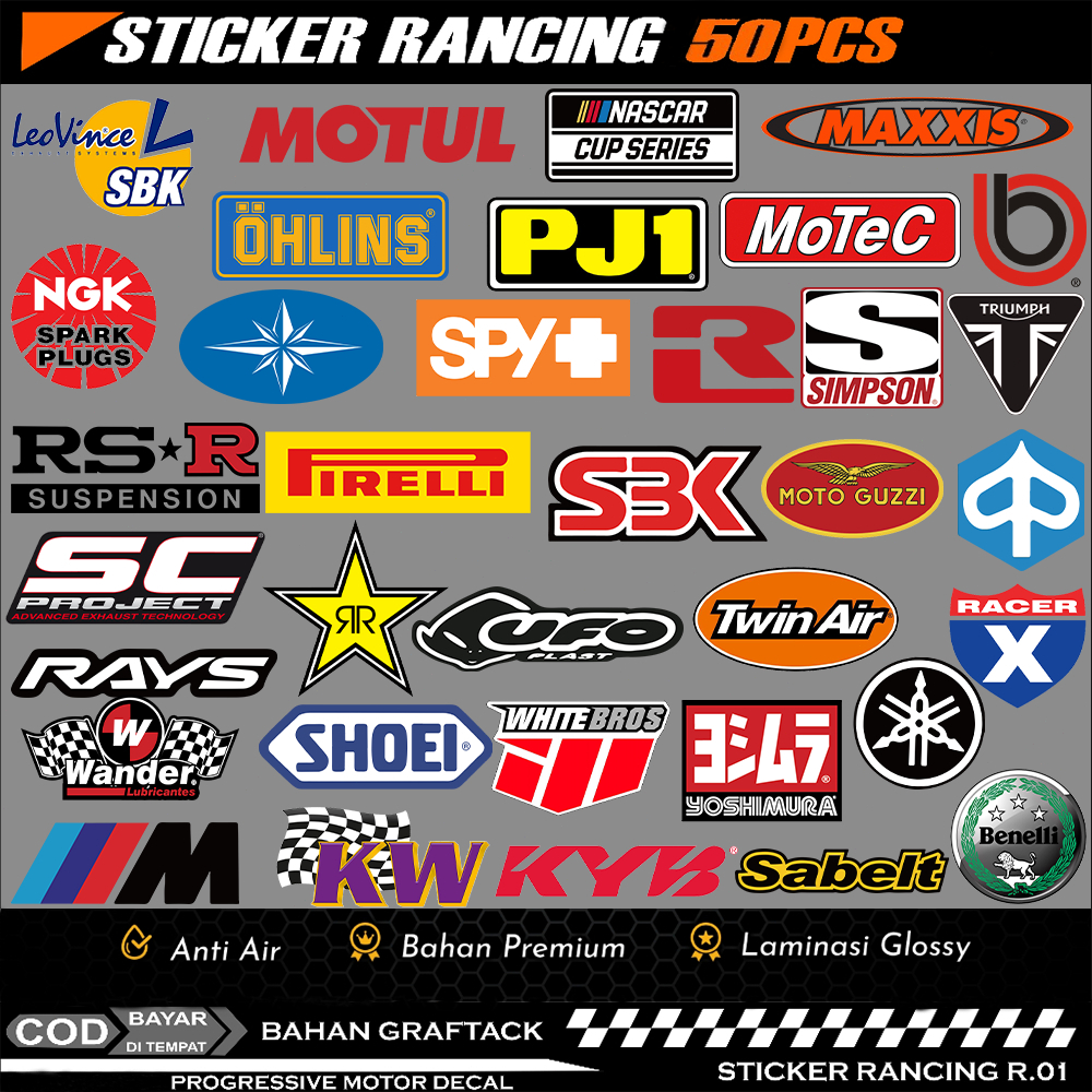 

Hot Merek sepeda motor logo Stiker Balap motor Stiker Anti Air Stikers Berperekat Waterproof sticker decal buat Motor Helm Buku Journal Koper Casing HP Laptop Botol Minum