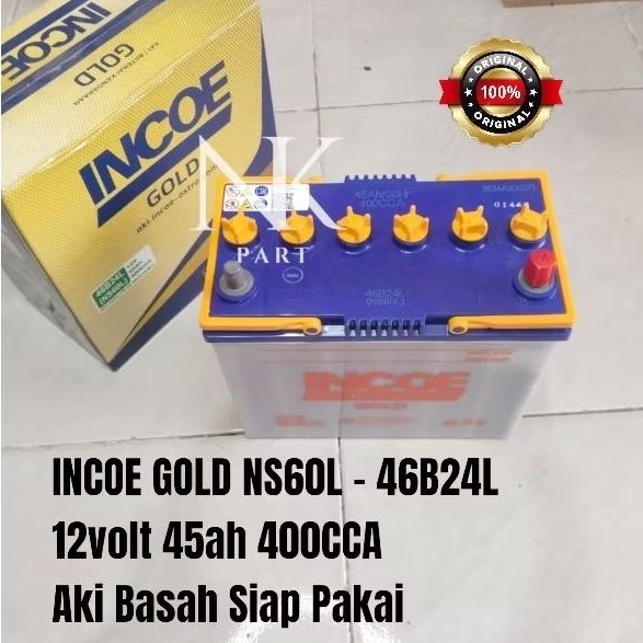 Aki Kering Mobil Suzuki Ertiga, Baleno, Aerio Accu INCOE Gold NS60L 45Ah