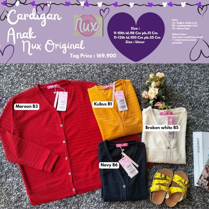 Cardigan Nux Anak Tanggung Cardigan Nux Anak Cewek Usia 5-14Th