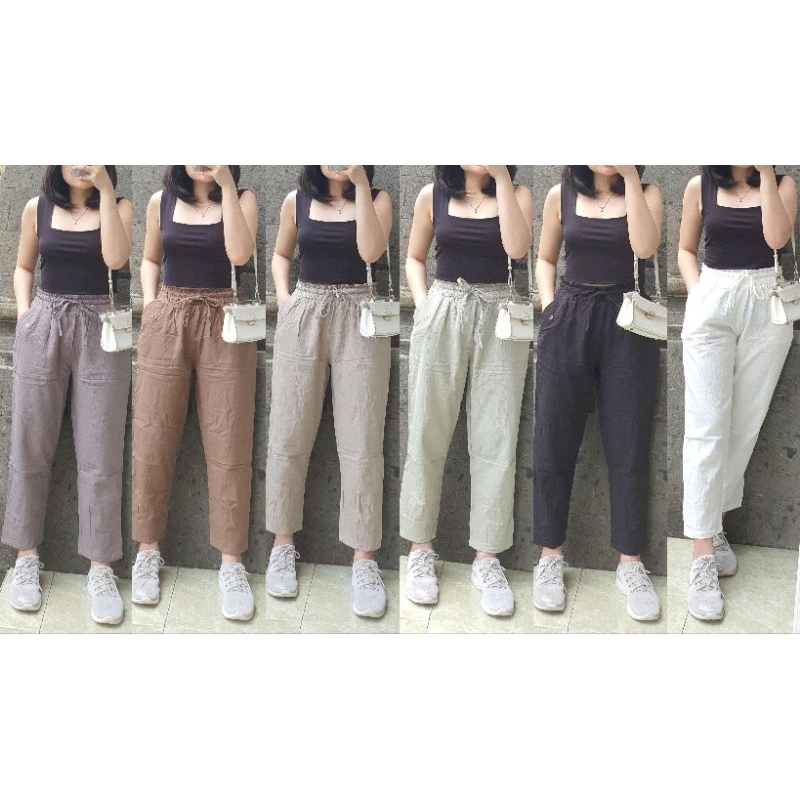 Celana 7/9 linen pants krinkle