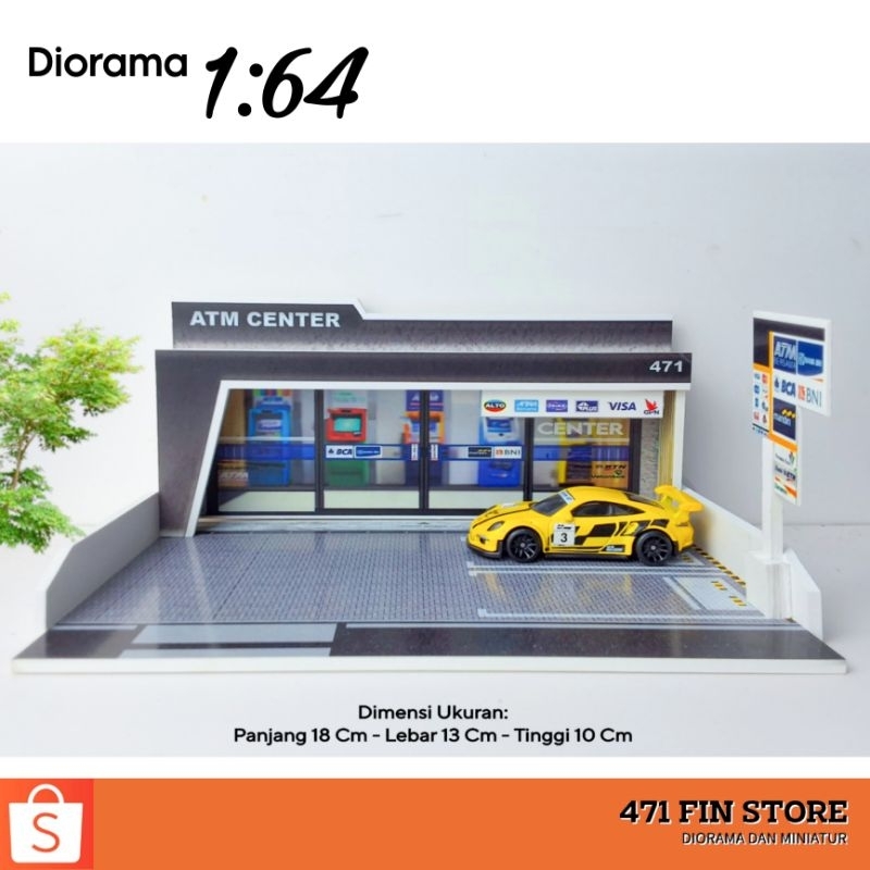 DIORAMA ATM CENTER | Parkir Hotwheels / Diecast : Skala 1:64 | MINIATUR ATM CENTER , PARKIR DIECAST