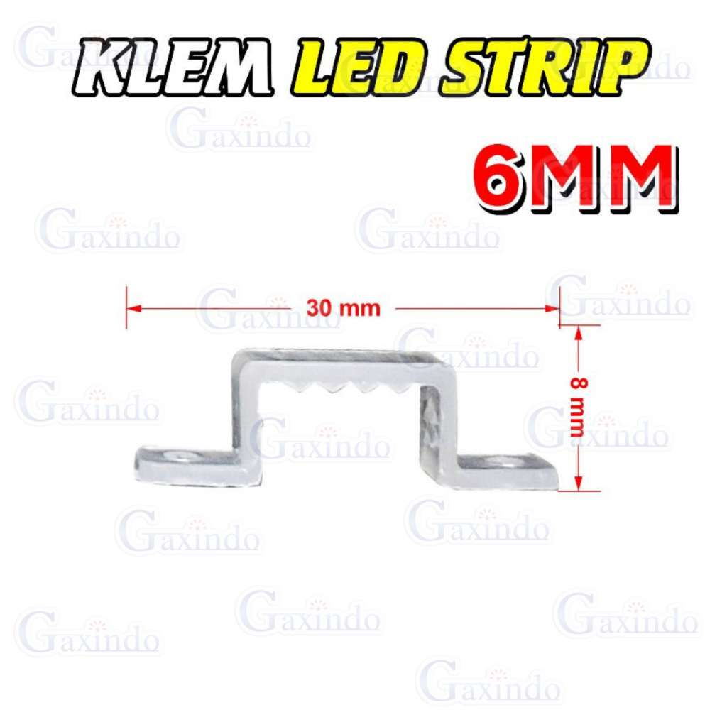 klem led strip 6mm, klip led strip 6mm, penjepit led strip, bracket led strip, dudukan led strip, pe