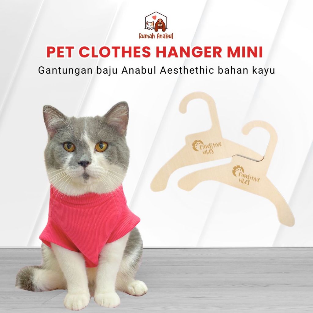 Pet Clothes Hanger Mini Neigh borwood Baju Anjing Kucing - Gantungan Aesthethic Mini Bahan Kayu Ring