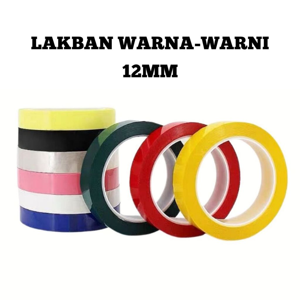 

Isolasi Lakban Stationery Plastik OPP Cloth Tape Warna-Warni 12mm 50yard